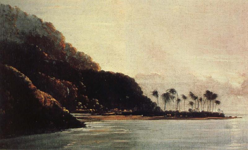 unknow artist en uy fran vaite piha bukten pa syd ostra delen av tahiti malad av expeditionskonstnaren hodges oil painting image
